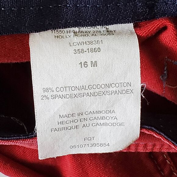 Lee Womens 16 Capri Jeans Red Stretch Button Hem High Rise Zipper 5-Pocket - Picture 13 of 15